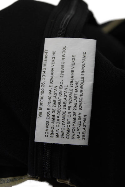 Piazza Sempione Women Ankle Dress Pants Black Virgin Wool Size 48