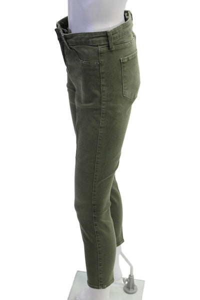 L'Agence Womens Cropped Skinny Ankle Jeans Green Mid-Rise Button Size 30