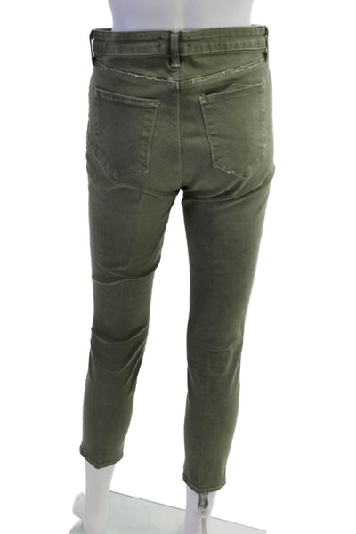 L'Agence Womens Cropped Skinny Ankle Jeans Green Mid-Rise Button Size 30