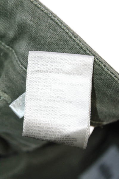 L'Agence Womens Cropped Skinny Ankle Jeans Green Mid-Rise Button Size 30