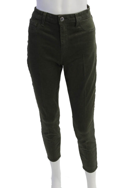 L'Agence, Women Ankle Cropped Pants Green Button Army Size 30