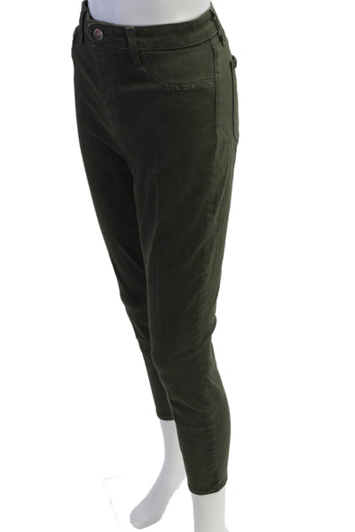 L'Agence, Women Ankle Cropped Pants Green Button Army Size 30