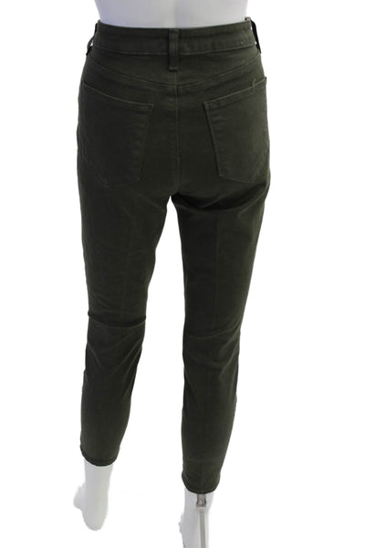 L'Agence, Women Ankle Cropped Pants Green Button Army Size 30