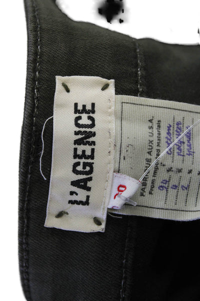 L'Agence, Women Ankle Cropped Pants Green Button Army Size 30