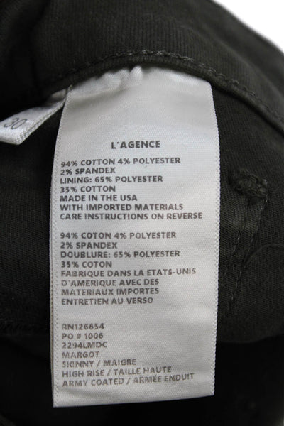 L'Agence, Women Ankle Cropped Pants Green Button Army Size 30