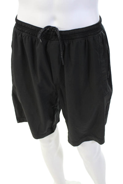 Lululemon Mens Sweat Shorts Black Nylon Blend Drawstring Size S