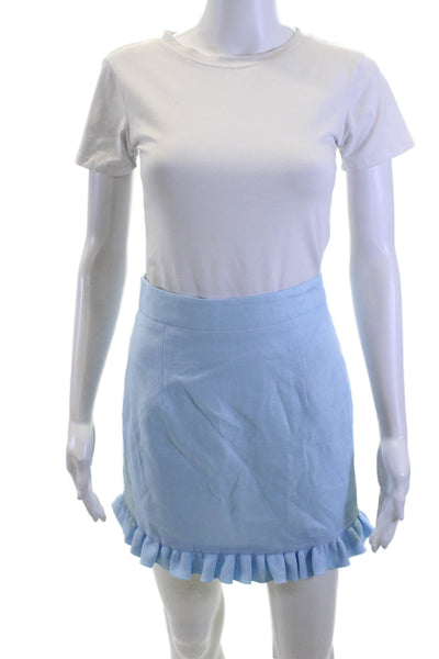 Laura Garcia Womens Mini Linen Skirt Light Blue Solid Short Size 0