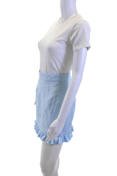Laura Garcia Womens Mini Linen Skirt Light Blue Solid Short Size 0