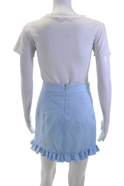 Laura Garcia Womens Mini Linen Skirt Light Blue Solid Short Size 0