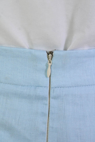 Laura Garcia Womens Mini Linen Skirt Light Blue Solid Short Size 0
