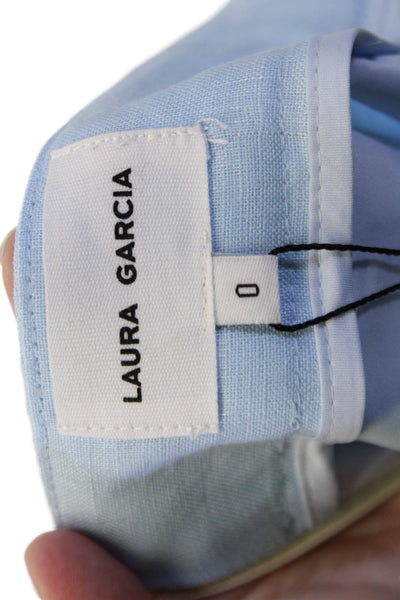 Laura Garcia Womens Mini Linen Skirt Light Blue Solid Short Size 0