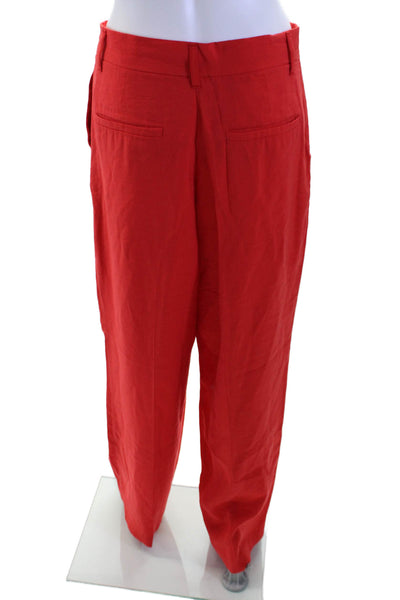 Zara Women Red Dress Pants Polyester Blend Button Closure Size M