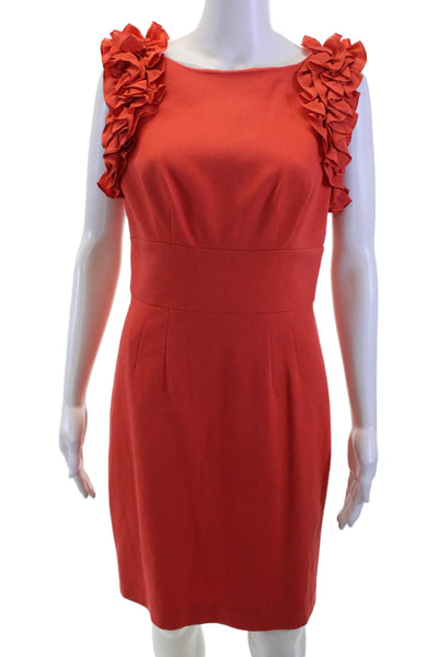 Trina Turk, Womens, Red Sheath Dress, Sleeveless, Round Neck, Zip, Size 6