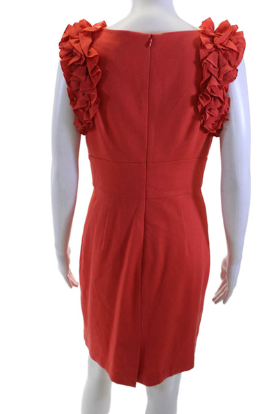 Trina Turk, Womens, Red Sheath Dress, Sleeveless, Round Neck, Zip, Size 6
