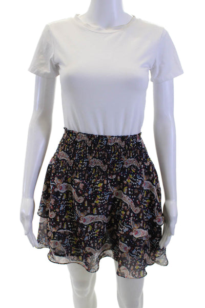 Aqua Womens Flare Mini Skirt Black Paisley 100% Polyester Size S