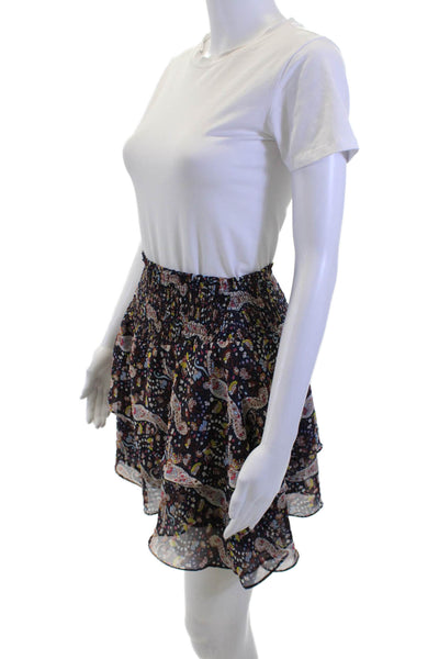 Aqua Womens Flare Mini Skirt Black Paisley 100% Polyester Size S