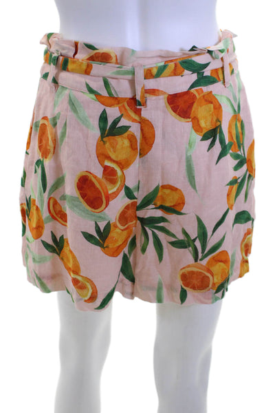 Parker Unisex Orange Linen Buckle Beach Shorts Size 8
