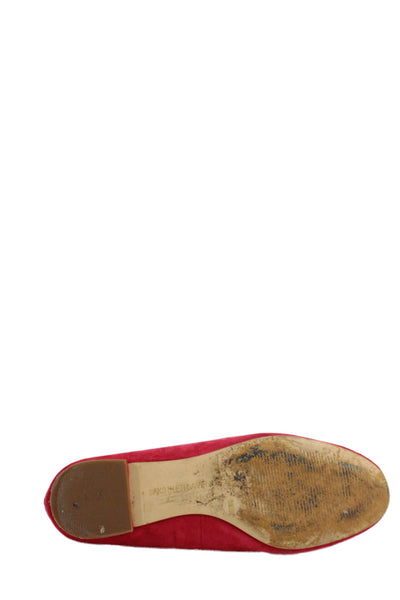 Saks Fifth Avenue Womens Suede Scalloped Detail Slip On Flats Red Size 5.5