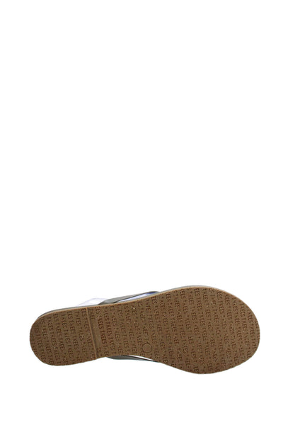 TKEES Womens Faux Leather Classic Thong Flip Flop Solid Gray Size 5