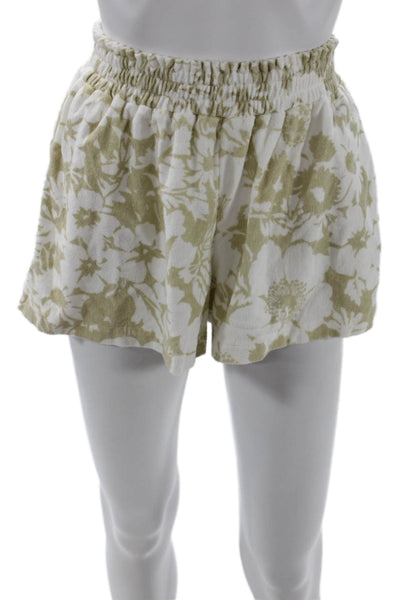 Faithfull The Brand Unisex Beige Floral Cotton Shorts Size 4