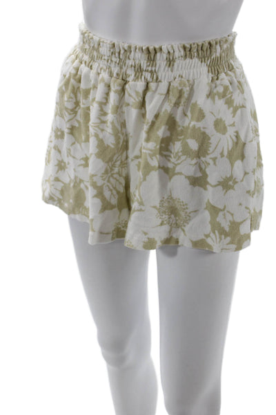 Faithfull The Brand Unisex Beige Floral Cotton Shorts Size 4