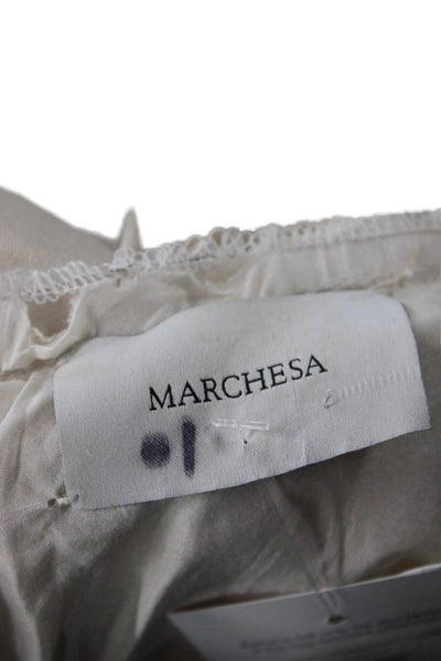 Marchesa Womens Sleeveless Ruffled Full Length Zip Wedding Dress White Size M