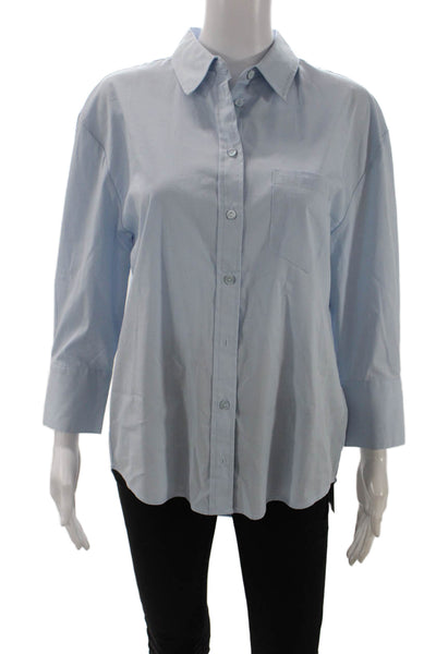 Liverpool Los Angeles Women Light Blue Collared Button-Up 3/4 Sleeve Size XS
