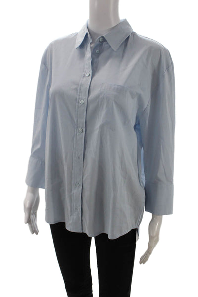 Liverpool Los Angeles Women Light Blue Collared Button-Up 3/4 Sleeve Size XS