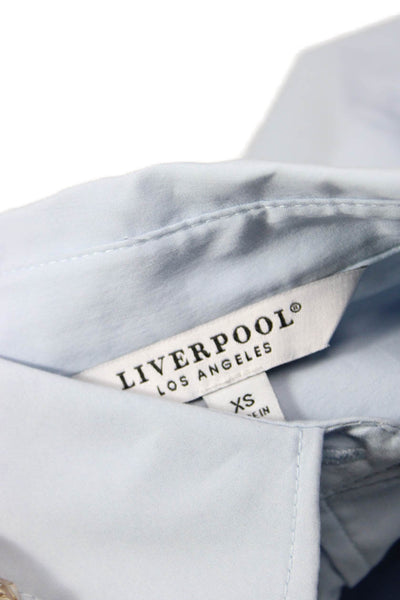 Liverpool Los Angeles Women Light Blue Collared Button-Up 3/4 Sleeve Size XS