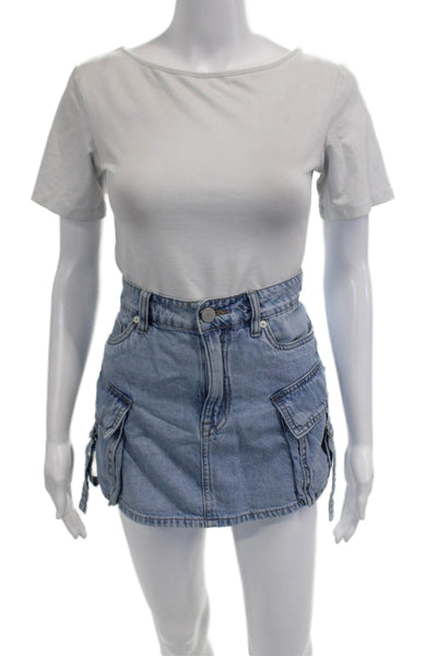 BLANKNYC Womens Mini Cargo Skirt Light Blue 100% Cotton Size 27