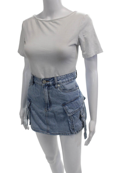 BLANKNYC Womens Mini Cargo Skirt Light Blue 100% Cotton Size 27