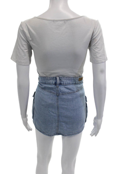 BLANKNYC Womens Mini Cargo Skirt Light Blue 100% Cotton Size 27