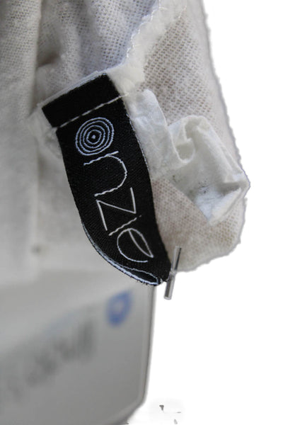 ONZIE Womens Cropped Long Sleeve T-Shirt White Crew Neck Size M
