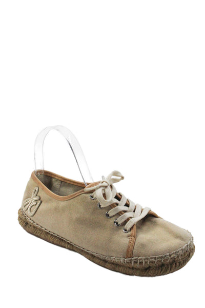 Sam Edelman Womens Lace-Up Low Top Sneakers Beige Size 7.5
