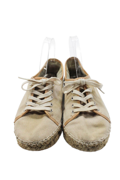 Sam Edelman Womens Lace-Up Low Top Sneakers Beige Size 7.5