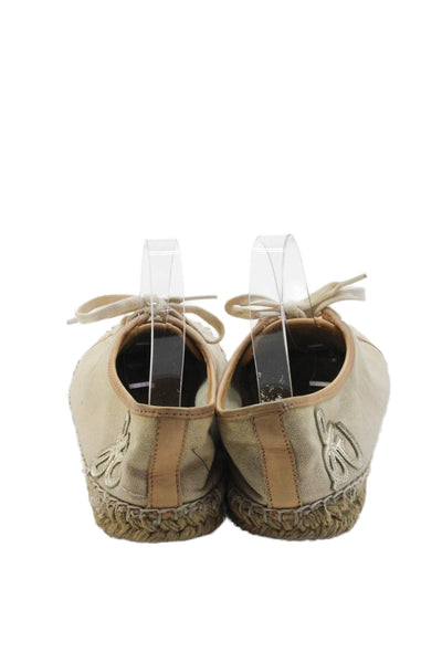 Sam Edelman Womens Lace-Up Low Top Sneakers Beige Size 7.5