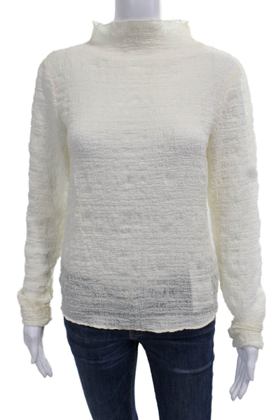 Who What Wear Womens White Mock Neck Long Sleeve Blouse Polyester Size S