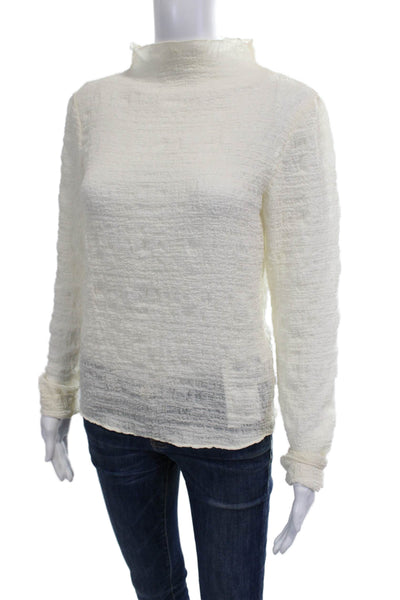 Who What Wear Womens White Mock Neck Long Sleeve Blouse Polyester Size S