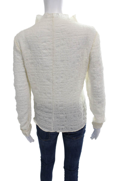 Who What Wear Womens White Mock Neck Long Sleeve Blouse Polyester Size S