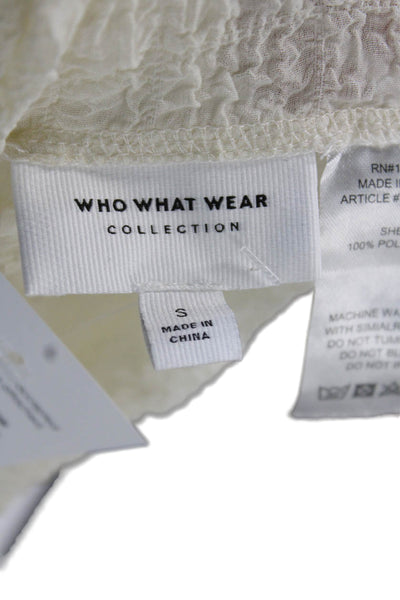 Who What Wear Womens White Mock Neck Long Sleeve Blouse Polyester Size S