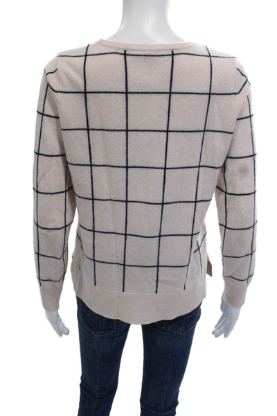 Project Women Pullover 100% Cashmere Check Crew Neck Long Sleeve Beige Size M