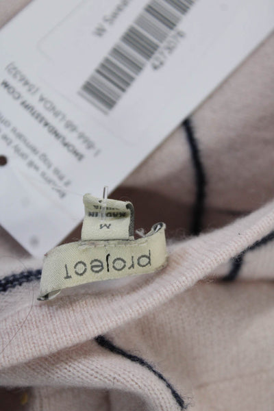 Project Women Pullover 100% Cashmere Check Crew Neck Long Sleeve Beige Size M
