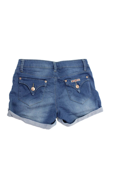 Hudson Girls Cotton Zippered Denim Casual Shorts Blue Size 14