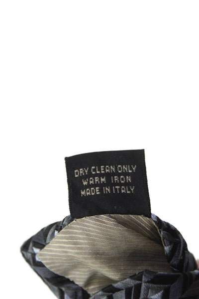 Ermenegildo Zegna Men's Classic Black Geometric Print Silk Neck Tie One Size