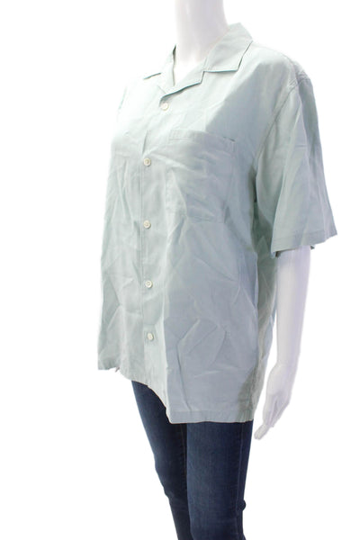 Theory Mens Collared Short Sleeve Light Blue Button-Up Tencel Lyocell Size S