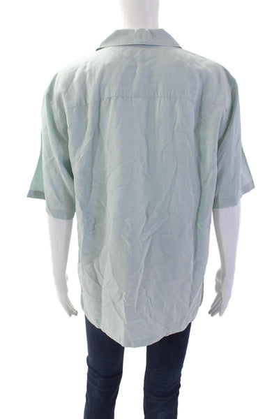 Theory Mens Collared Short Sleeve Light Blue Button-Up Tencel Lyocell Size S