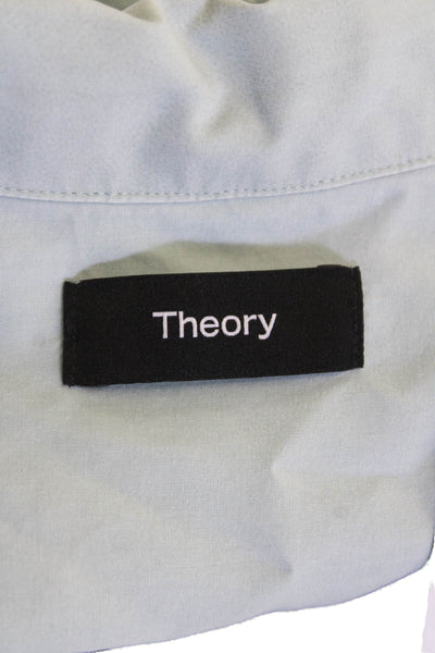 Theory Mens Collared Short Sleeve Light Blue Button-Up Tencel Lyocell Size S