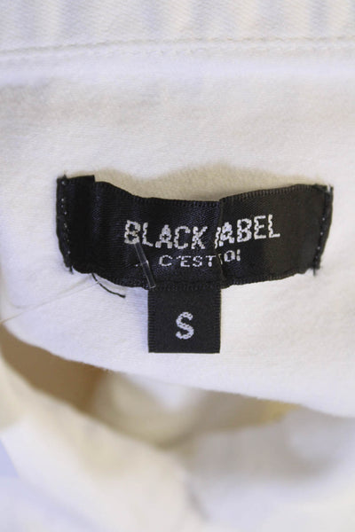 Black Label Womens White Collared Button Graphic Cotton Jacket Size S