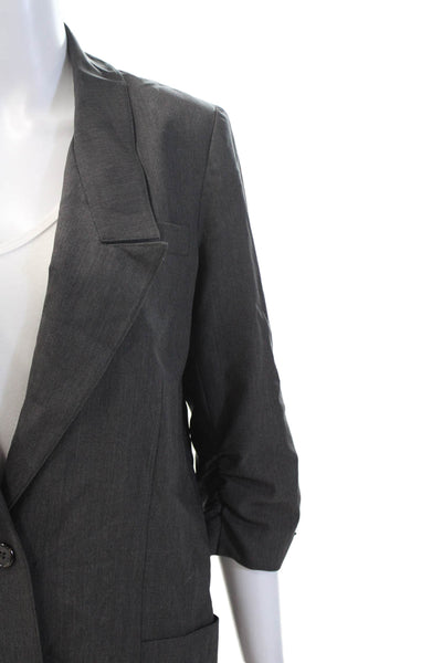 Elizabeth and James Women Dark Gray Wool Blend Blazer Collar 3/4 Sleeve Size 6