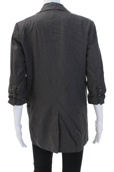 Elizabeth and James Women Dark Gray Wool Blend Blazer Collar 3/4 Sleeve Size 6